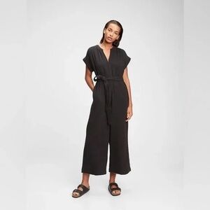 GAP Black Cotton Gauze Jumpsuit – Petite 4 – Wide Leg Cropped